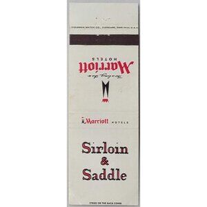 Vtg Matchbook Cover Sirloin & Saddle Restaurant Marriott Hotels Boston Newton MA